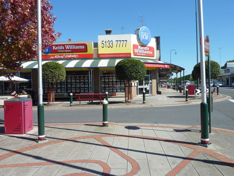 Morwell - Shops and commercial centre, Commercial Road, Tarwin Street and George Street: View east across Tarwin St at Commercial Rd