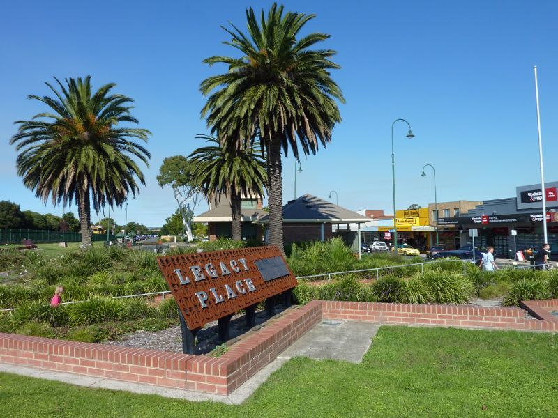 Morwell - Shops and commercial centre, Commercial Road, Tarwin Street and George Street: Easterly view through Legacy Place towards bus terminal