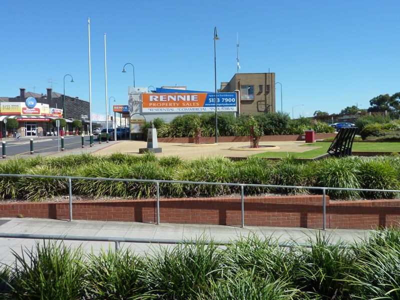 Morwell - Shops and commercial centre, Commercial Road, Tarwin Street and George Street: Westerly view towards Legacy Place at walkway to railway station