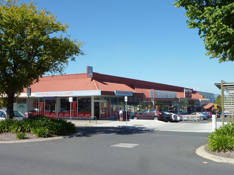 Morwell - Shops and commercial centre, Commercial Road, Tarwin Street and George Street: Coles Supermarket, south side of George St west of Tarwin St