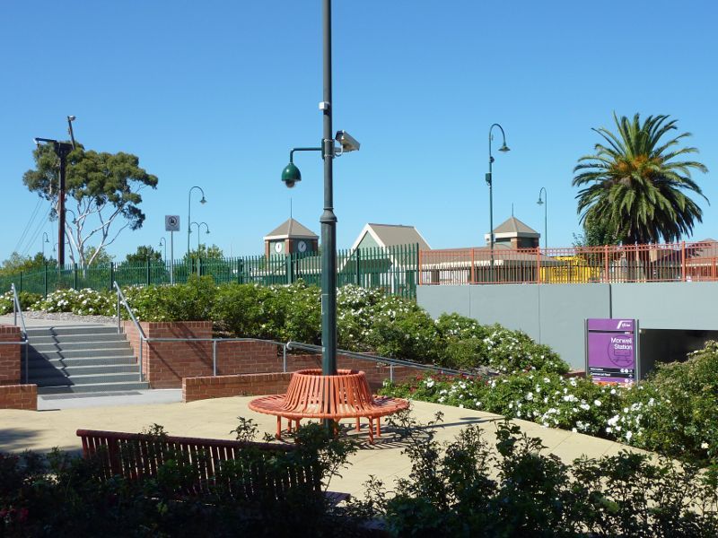 Morwell - Morwell Railway Station and walkway under railway line, Princes Drive - Garden at northern end of walkway under railway line
