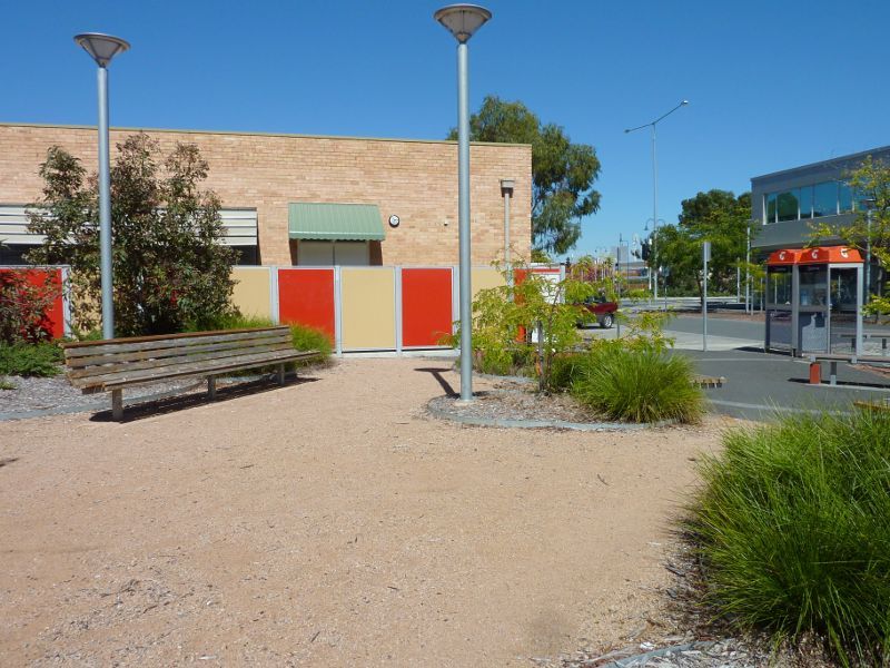 Morwell - Shops and commercial centre, Princes Drive and Church Street: Garden behind post office on east side of Church St