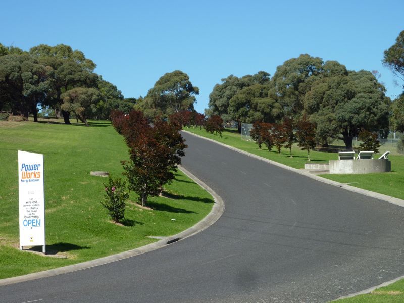 Morwell - Power Works and surrounds, Ridge Road: View south along Ridge Rd near Commercial Rd