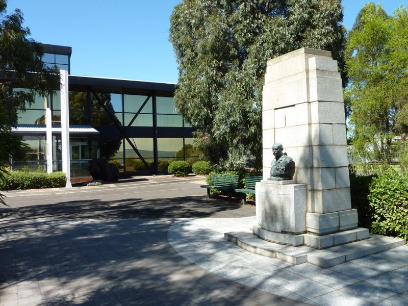 Morwell - Power Works and surrounds, Ridge Road: Monument outside Power Works Education Centre