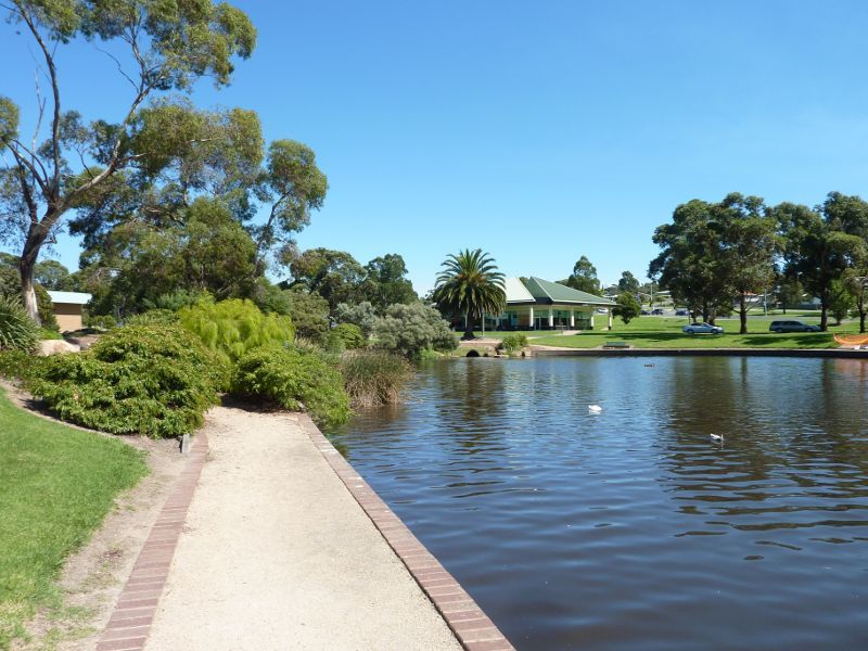 Morwell - Morwell Civic Gardens and Kernot Lake, Princes Drive: View along southern side of Kernot Lake
