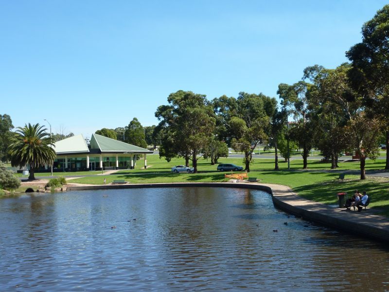 Morwell - Morwell Civic Gardens and Kernot Lake, Princes Drive: View south-west along Kernot Lake from footbridge