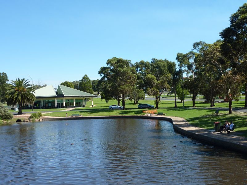 Morwell - Morwell Civic Gardens and Kernot Lake, Princes Drive - View south-west along Kernot Lake from footbridge