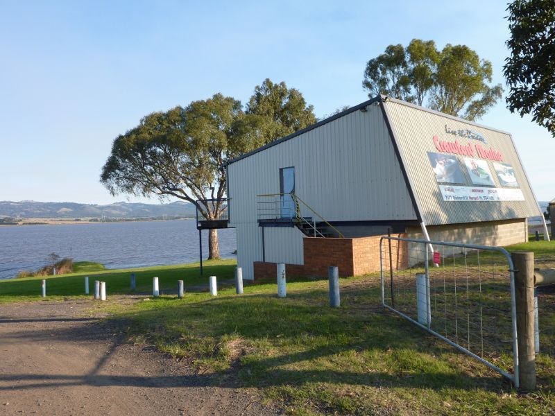 Morwell - Hazelwood Pondage at power boat launching area, Yinnar Road: Pavillion at entrance to boat launching area