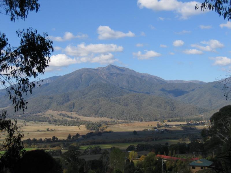 Mount Beauty - Bright-Tawonga Road between Germantown and Tawonga - South-easterly view towards Mount Bogong, 4.5 km east of Sullivans Lookout