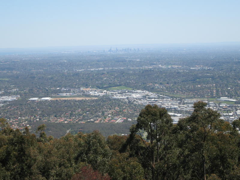 Mount Dandenong - Mount Dandenong Observatory, lookout and cafe/restaurant: View west from viewing decks with Melbourne city centre in the distance