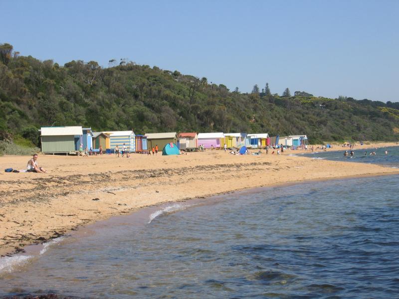 Mount Eliza - Moondah Beach area, end of Kunyung Road - View of bathing boxes, Moondah Beach