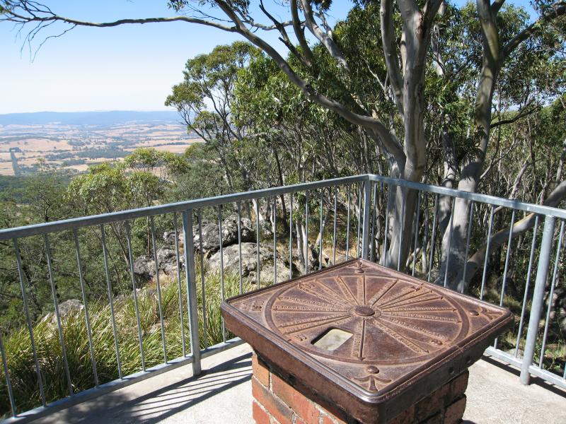 Mount Macedon - Camels Hump, Cameron Drive: North-easterly view at lookout platform at summit