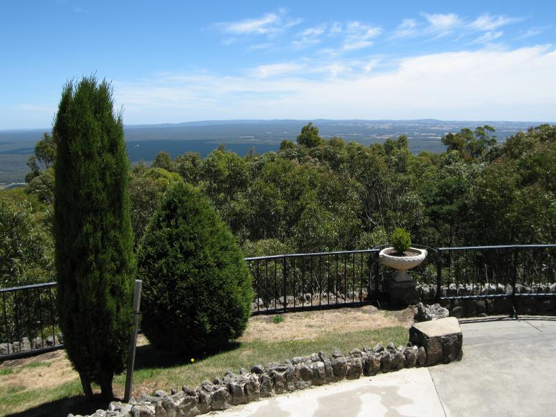 Mount Macedon - Memorial Cross, end of Cameron Drive: View south-west at memorial cross