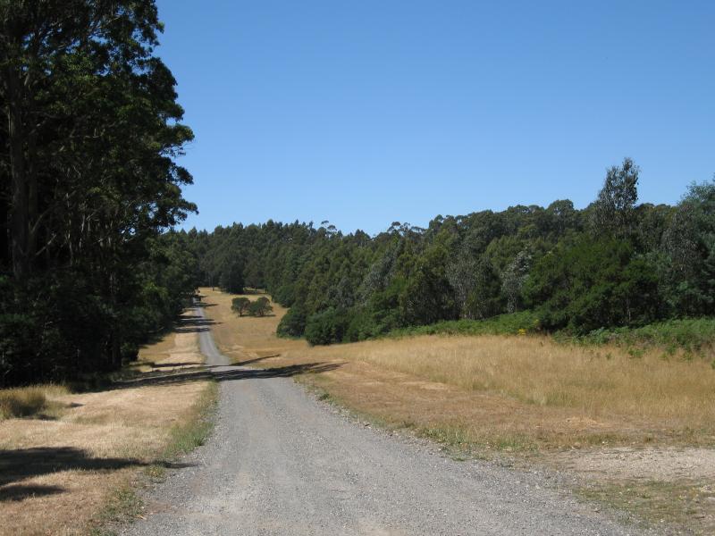 Mount Macedon - Sanatorium Lake and surrounds, Lions Head Road: View along Lions Head Rd at Sanatorium Lake car park