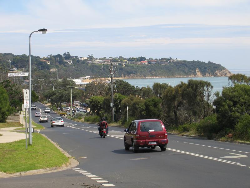 Mount Martha - Mount Martha Beach North: View south-west along Esplanade and coast at Coolangatta Rd