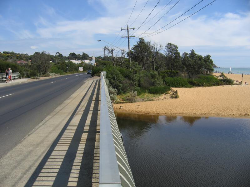 Mount Martha - Balcombe Creek area: View south-west along Esplanade from bridge over Balcombe Creek
