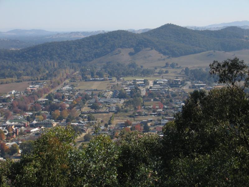 Myrtleford - Reform Hill lookout, Scenic Drive: North-westerly view towards town