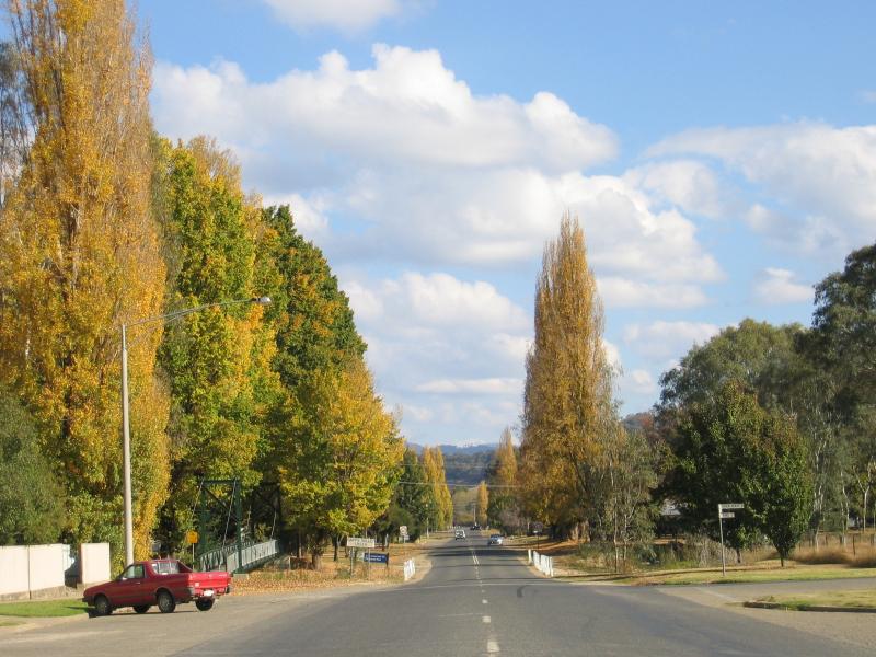 Myrtleford - Buffalo River Road: View south-west along Buffalo River Rd towards King St