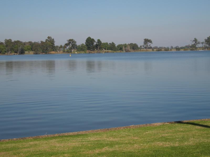 Nagambie - River Street Reserve, end of River Street: View west across lake