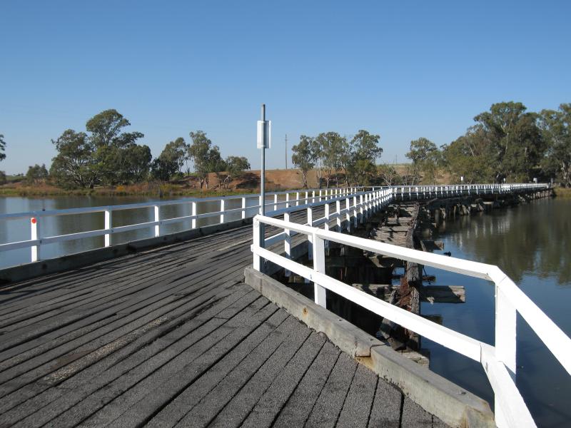 Nagambie - Kirwans Bridge, Lake Nagambie: View south-east along bridge at passing bay