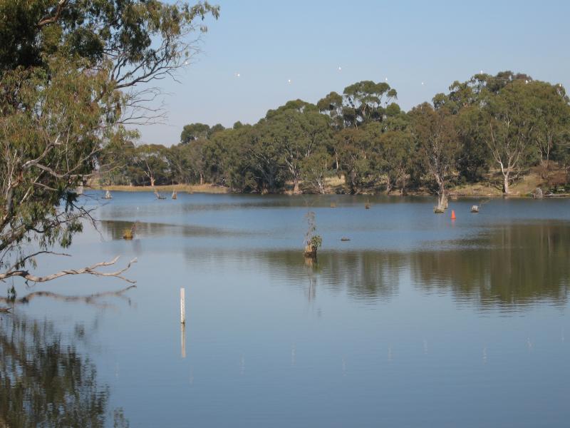 Nagambie - Goulburn Weir and Recreation Area - View south-west across lake from weir