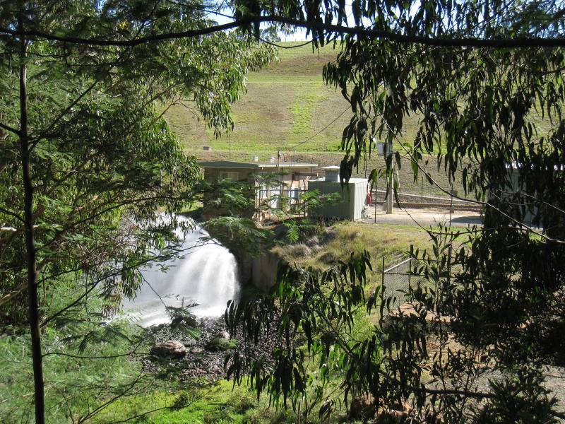 Neerim South - Tarago Reservoir Park: Water outlet into Tarago River at base of dam wall