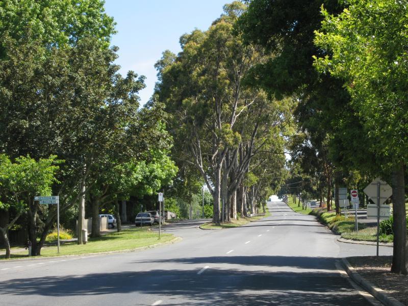 Neerim South - Main Neerim Road, northern side of town: View north along Main Neerim Rd at Taraview Ct