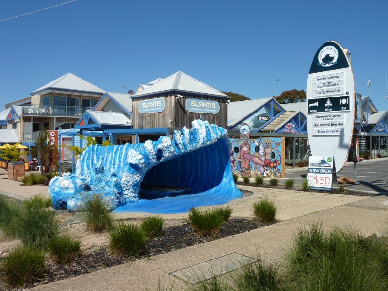 Newhaven - The Big Wave complex, corner Phillip Island Road and Bluebird Court - The Big Wave at entrance to Bluebird Ct
