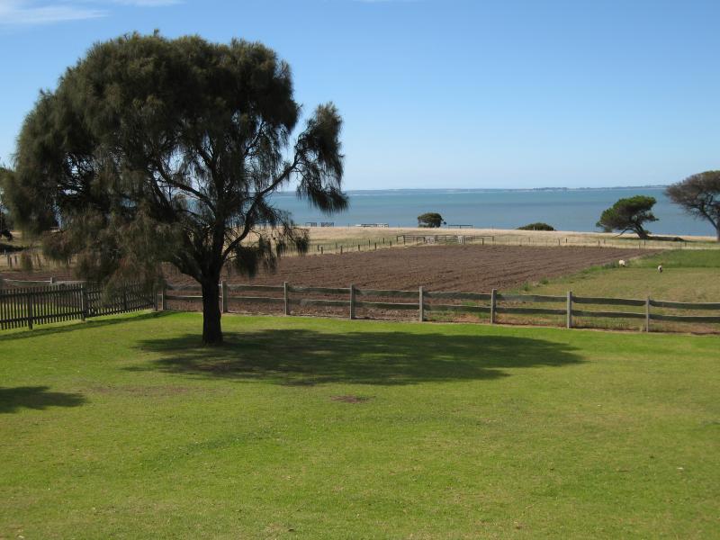 Newhaven - Churchill Island: View east from visitor centre towards farming land