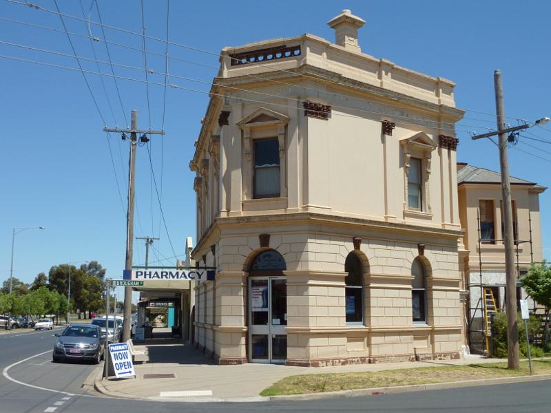 Nhill - Shops and commercial centre, Victoria Street and Nelson Street: View south-west along Victoria St at Brougham St