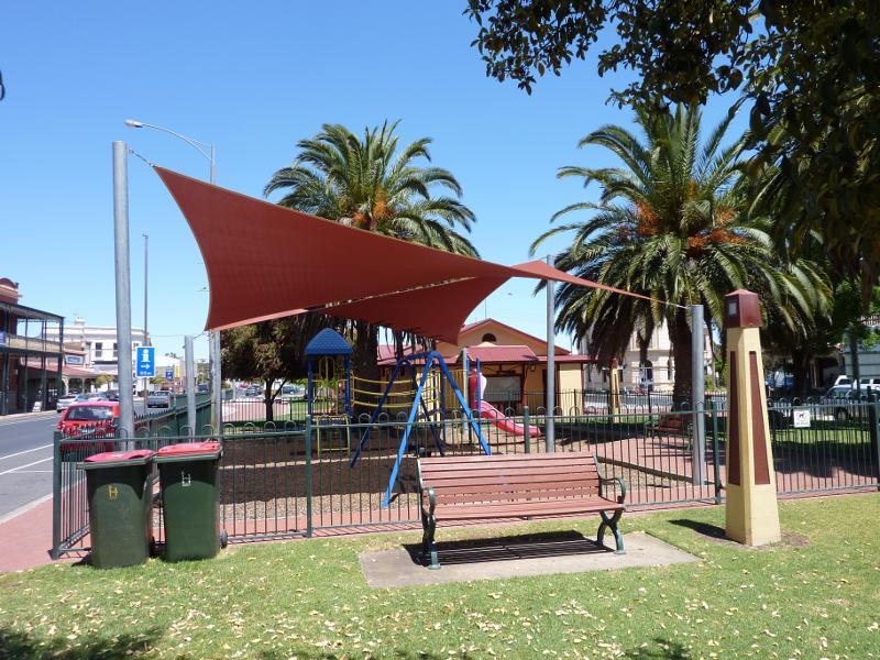 Nhill - Shops and commercial centre, Victoria Street and Nelson Street: Playground in centre of Victoria St