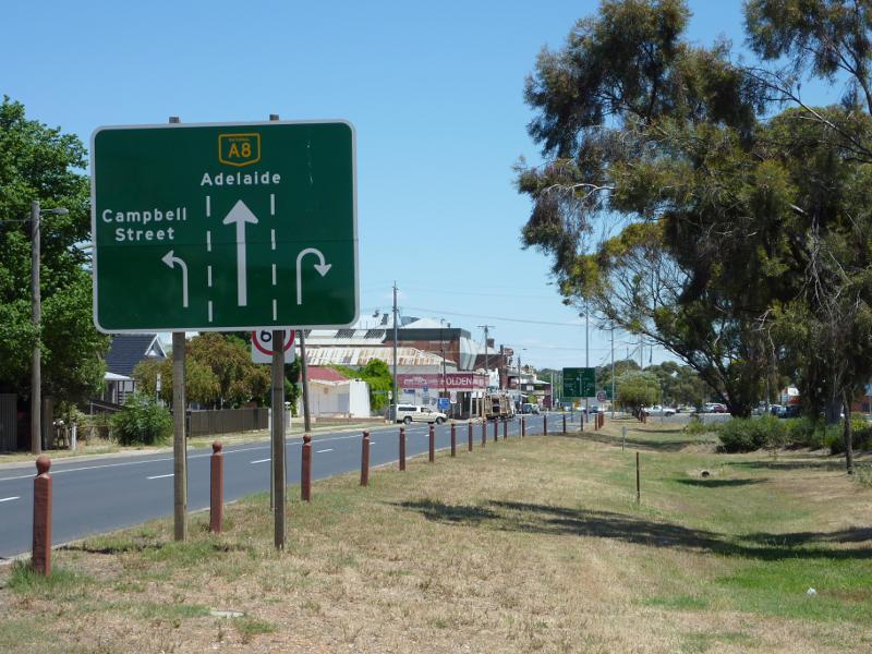 Nhill - Western Highway in Nhill, east of Victoria Street: View west along Nelson St towards Campbell St