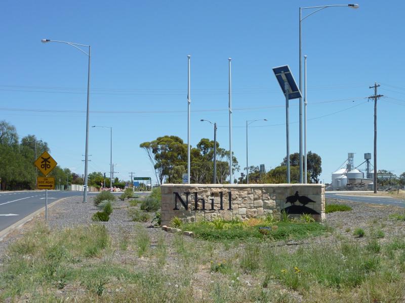 Nhill - Western Highway in Nhill, east of Victoria Street: View west along Dimboola Rd towards Queen St