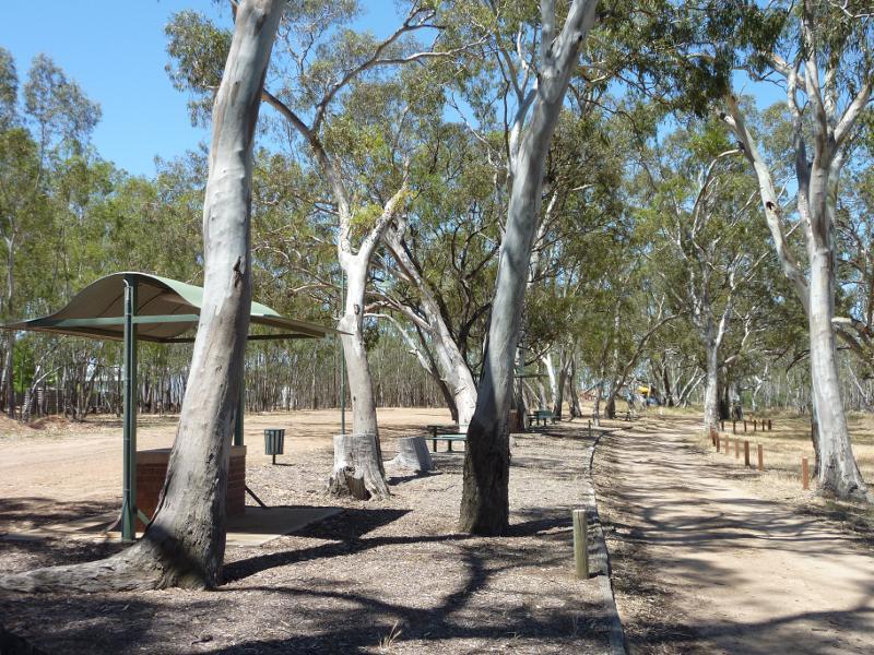 Nhill - Northern side of Lake Nhill at boat ramp off Campbell Street: BBQ and picnic area at car park along lake foreshore