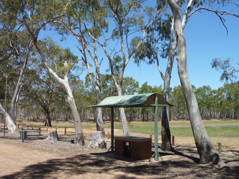 Nhill - Northern side of Lake Nhill at boat ramp off Campbell Street: View from picnic area towards lake