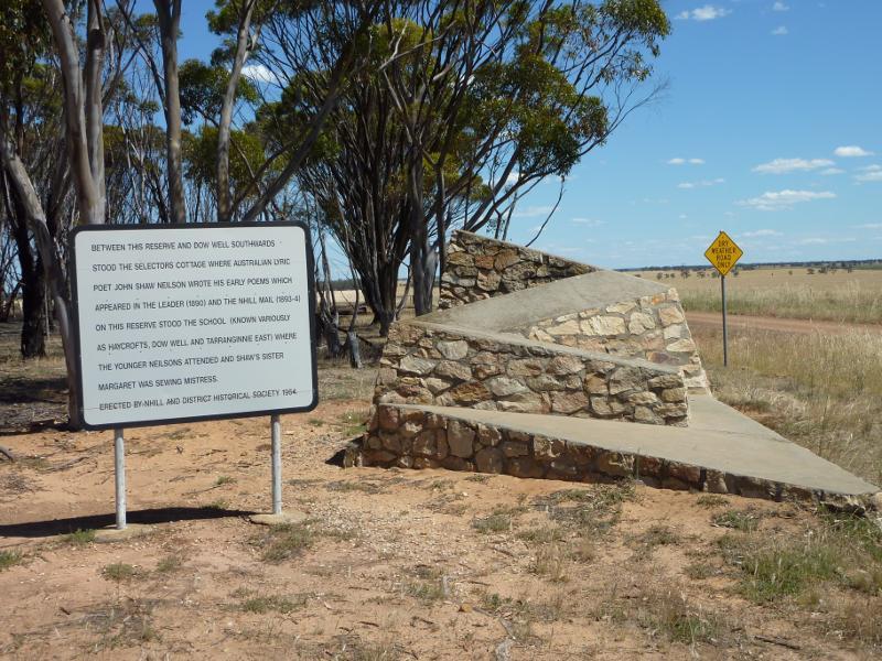 Nhill - Western Highway, south-west of Nhill: Monument to poet John Shaw Neilson, corner Western Hwy and Dow Well Rd
