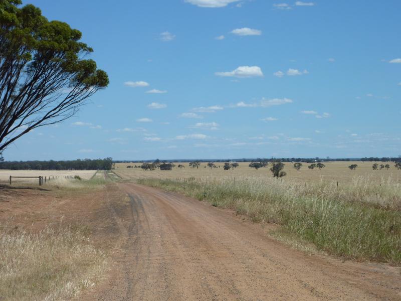 Nhill - Western Highway, south-west of Nhill: View south along Dow Well Rd at Western Hwy