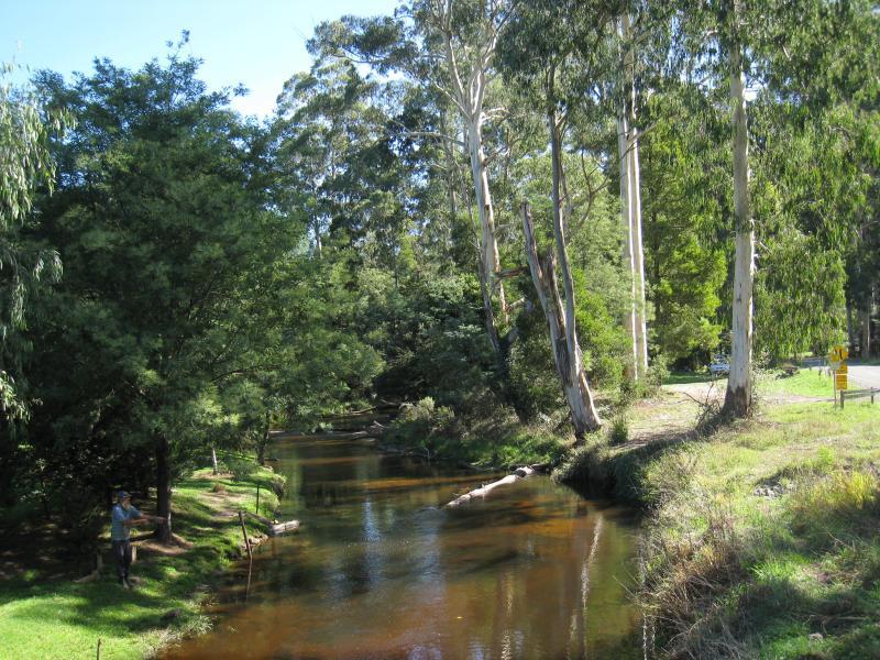 Noojee - Parkland along La Trobe River, McCarthy Spur Road: View west along La Trobe River from bridge at Loch Valley Rd