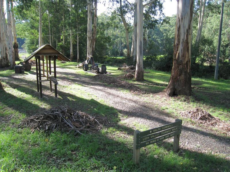 Noojee - Parkland along La Trobe River, McCarthy Spur Road: Loch Valley Tramway Walk next to bridge over Loch River