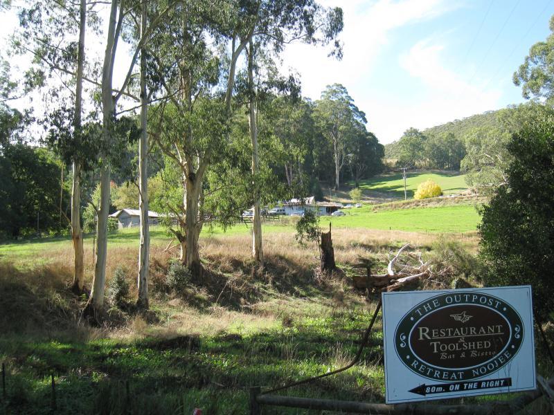 Noojee - Loch Valley Road: View towards Outpost Retreat from near La Trobe River