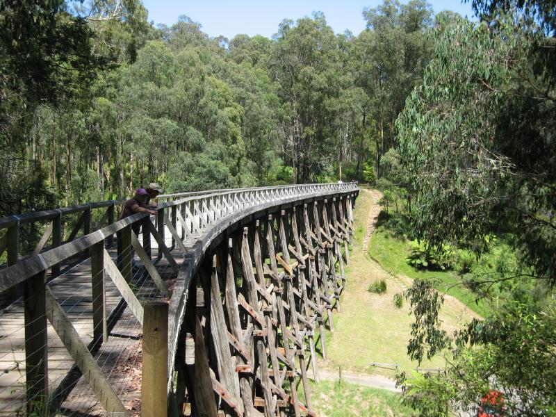 Noojee - Trestle Bridge, Mount Baw Baw Road: View along top of trestle bridge