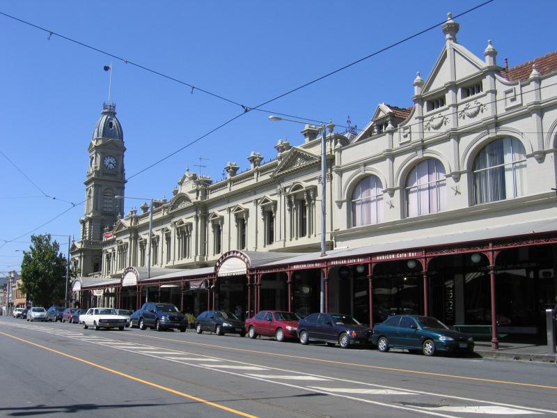 North Melbourne - Errol Street shops - View north along shops on Errol St towards Queensberry St