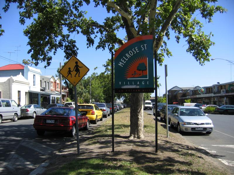 North Melbourne - Melrose Street Village and surroundings: View south along Melrose St at Erskine St