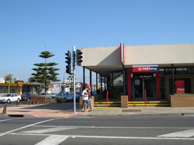 Ocean Grove - Shops and commercial centre, The Terrace and Hodgson Street - Ocean Grove post office, view west along The Terrace at Hodgson St
