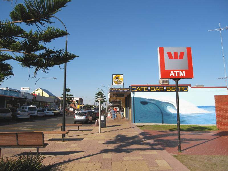 Ocean Grove - Shops and commercial centre, The Terrace and Hodgson Street: Beach mural, view east along The Terrace