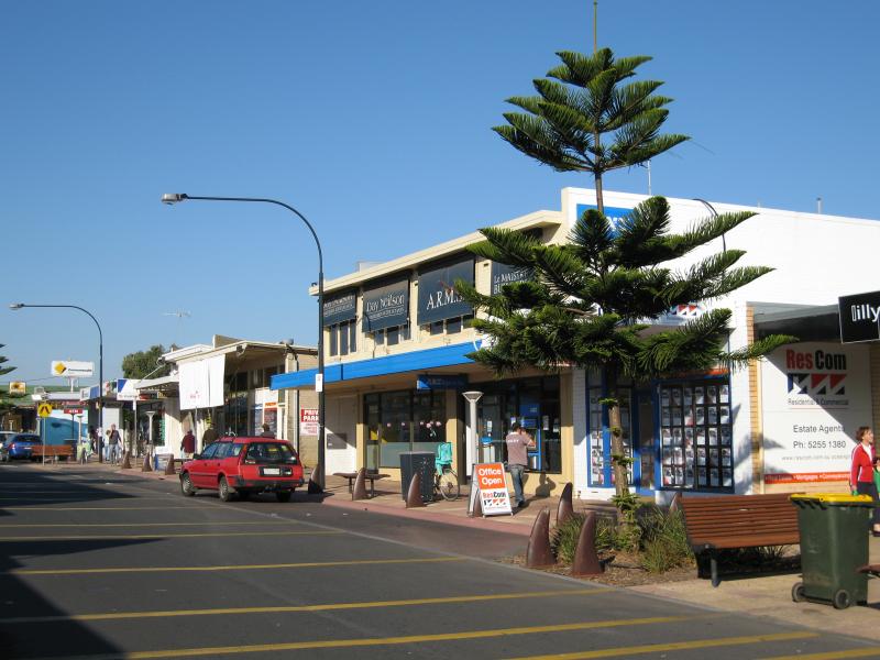 Ocean Grove - Shops and commercial centre, The Terrace and Hodgson Street: View east along The Terrace