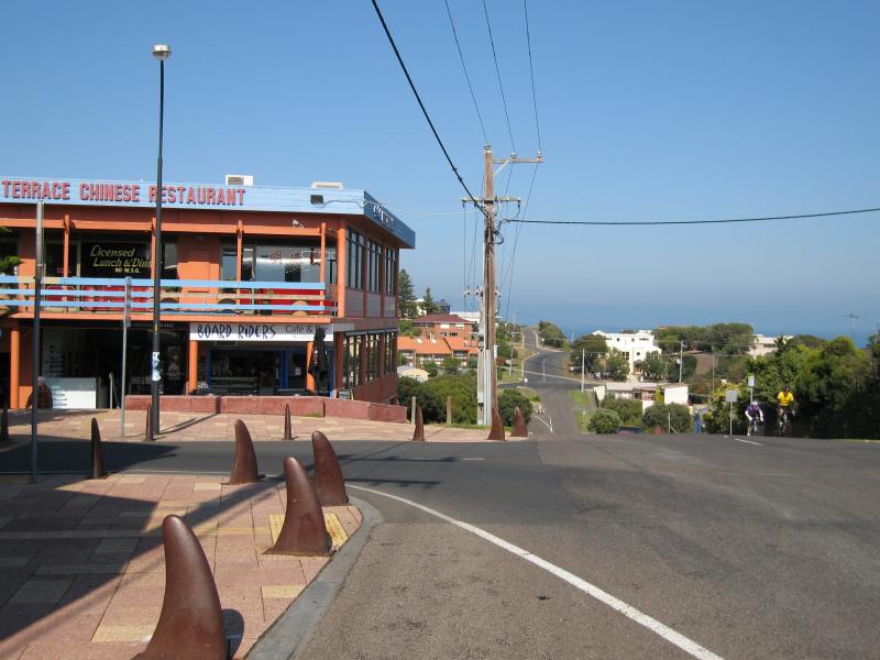 Ocean Grove - Shops and commercial centre, The Terrace and Hodgson Street: View south along Presidents Av at The Terrace