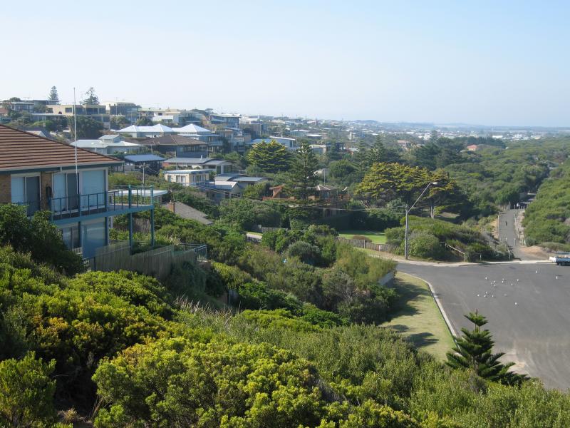 Ocean Grove - Views from lookout above Smiths Beach, Lookout Reserve Road: View north-east through residential area