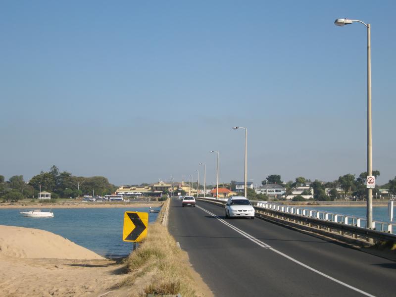 Ocean Grove - Coastline around Barwon Heads Bridge: View west along bridge towards Barwon Heads