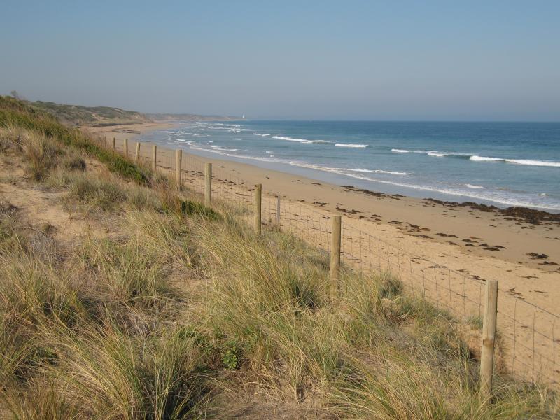 Ocean Grove - Beach at end of Bonnyvale Road: View east along beach